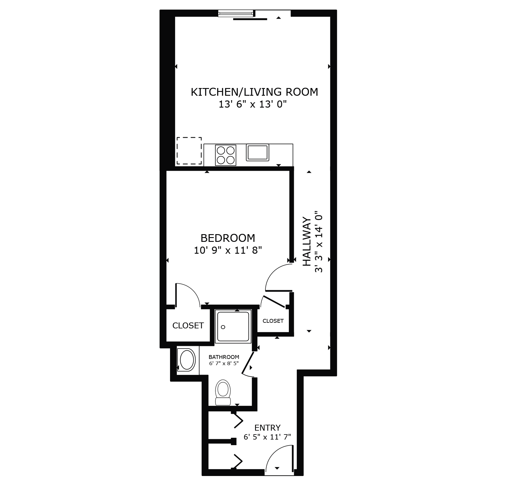 1 Bedroom — 1 bed, 1 bath, 795 sq ft at Abbey Glen