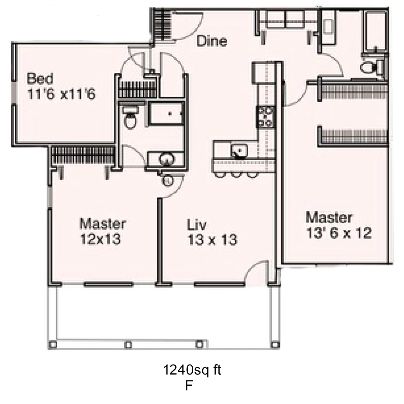 3 Bedroom — 3 bed, 2 bath, 1255 sq ft at Abbey Glen